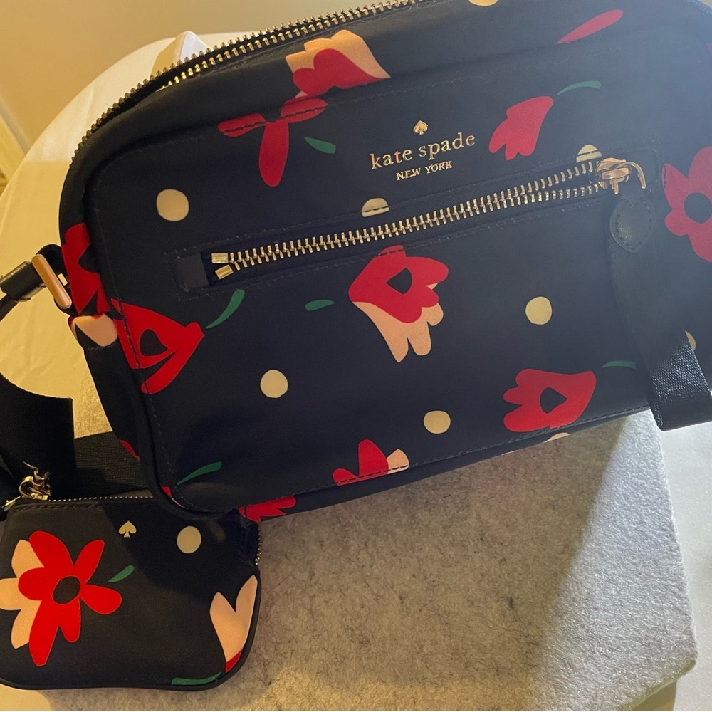 Kate Spade Navy and Red/Blush Floral Crossbody Bag